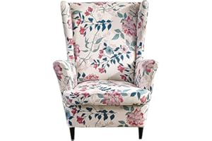 Meigeh Ohrensesselbezüge sesselbezüge für ohrensessel Bedruckte Ohrensesselbezüge Sesselhusse Ohrensessel für Wohnzimmer 2 Teile Abendduft