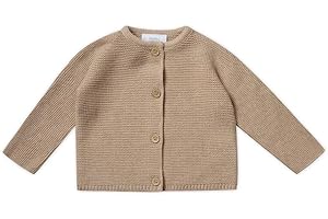 Stellou & friends Cardigan-Strickjacke für Baby & Kleinkind mit Knöpfen in Holz-Optik, Mädchen und Jungen Hochwertige Kleidung aus 100% Baumwolle, Perfekt für Herbst & Winter, Oeko-TEX Zertifiziert
