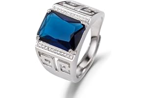 HCMA Anillo de joyería de Moda para Hombre con Anillos de Dedo de Piedras Preciosas de circonita de Zafiro para Hombre, Accesorios de Mano para Fiesta de Boda, Regalo