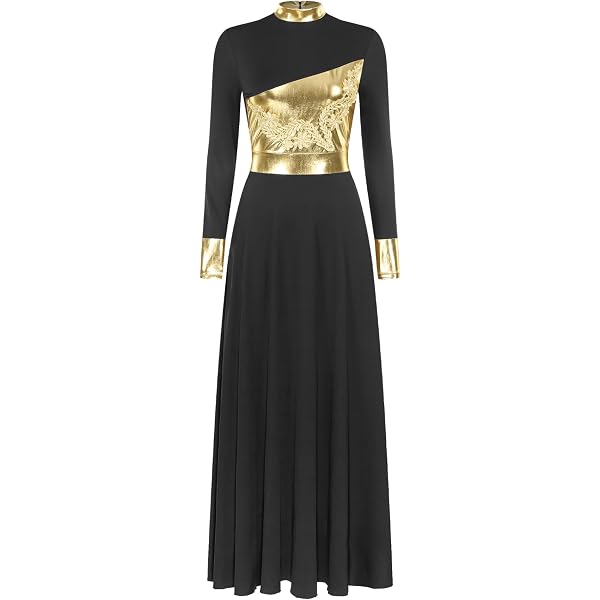 Metallic Dress Eandarui Praise Liturgical Dance Dress For Women Worship Church Dancewear Metallic Shiny Praisewear Blue M Dance Dress Women