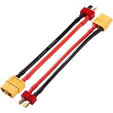 YIXISI 2 Pieces Male T-Plug to Female XT60 Male T-Plug to Female XT-60 Plug Adapter, with Silicone Cable 10cm 14AWG, for RC B