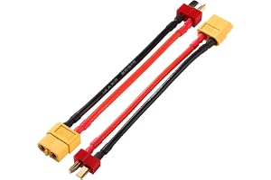 YIXISI 2 ST Hane T-Plugg till Hona XT60 Kontaktadapter, Hane Deans T till Hona XT-60-Kontaktadapter, med 10 cm 14AWG Silikonk