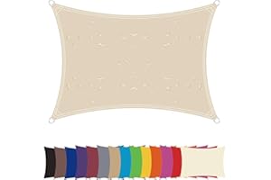 ZHhan Sun Shade Sail Awning Canopy Waterproof Sunscreen 98% UV Block PES for Garden Patio Canopy with Free Ropes Triangle Rectangle Square(Cream White,4x4)