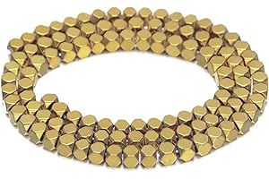 AD Beads Natürlicher Hämatit-Edelstein, facettiert, quadratisch, würfelförmig, lose Perlen, 40,6 cm (6 x 6 mm, Metallic-Gold)