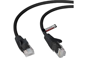 rhinocables CAT5e High-Speed Ethernet Patch Network Cable for LAN — Snagless Cable with RJ45 Connector Lead — Ideal for Internet, Router, Modem, Smart TV, PC & Laptop (5m, Black)