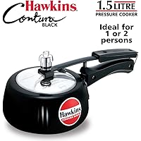 Hawkins Contura Hard Anodised Aluminium Pressure Cooker, 1.5 Liters, Black