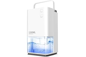 EasyAcc® Deshumidificador 1200ML,Deshumidificador de Humedad Pequeño Silencioso con Portátil Mango, 7 LED Colores, Apagado Automático, Descongelación Baño Dormitorio Oficina RV Blanco