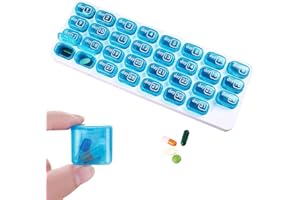RMENOOR Pastillero Mensual 31 Días 1 Toma Desmontable para Viajes Uso Diario, Caja de Pastillas Portátil, Organizador de Pastillas Mensual, Dosificador Pastillas, Pastillero Toma Cada Día (Azul)