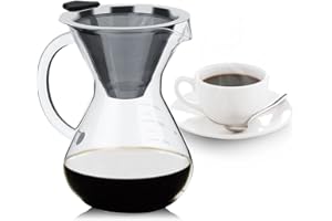 Diyeeni Pour Over Cafetera, 400 ml Goteo Manual Para Vidrio Cafetera con filtro, con base de oficina en casa 400ml de filtros de café Manual Brauer Con el mango de engrosamiento
