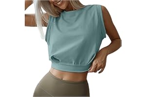 GXYANIAOY Sport Oberteile Damen Crop Top Ärmelloses Bauchfrei Sport Shirts Fitness Sporttop Yoga Oberteil Workout Tank Tops Frauen Gym Sportoberteile Running T-Shirts Sommer Trainieren Shirt