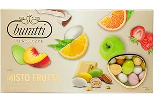 Buratti Confetti Dragées Cœur Tout Fruit, goûts Assortis Tendresses Fruits Variés Colorés 1 Kg