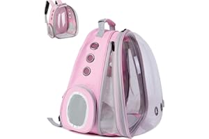 ZHUIYIWIN Cat Carrier Backpack, Expandable Cat Carrier Backpack, Ventilated Cat Bubble Backpack for Pet, Pet Carrier for Travel Hiking Walking Camping (Pink, Front Extension)
