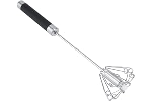 ATYHAO Frullatore per Uova Semiautomatico in Acciaio Inossidabile Frullatore Manuale Girevole a Spinta Manuale