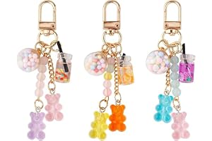YelaJoy 3 PCS Bear Keychain Macaron Candy Pendant Bag Charm | Resin Alloy Construction,Multicolor Animal Keyrings,Backpack Luggage Accessories,Girls Women Jewelry Gifts