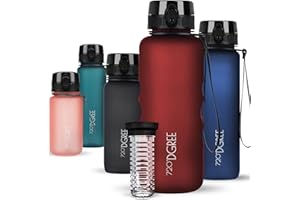 720°DGREE Butelka do picia 350ml, 500ml, 650ml, 1l, 1.5litr, 2l "uberBottle" softTouch +Sitko - Bez BPA - Butelka na wodę na uczelnię, pracę, fitness, rower, na zewnątrz - Butelka sportowa z Tritan