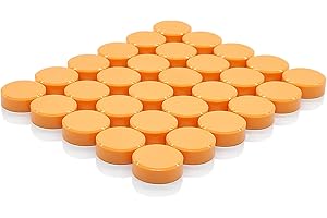 PYJLBX Calamite Frigorifero, Calamite Potenti Calamite Piccole, 30 Pezzi Magnete Colorati Calamita Rotondi, Magneti frigo, Calamite per Lavagna Magnetica, per Bacheca, Frigo, Calendari (Arancione)