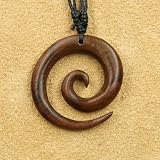 Spirale Schmuck aus Holz, Kettenanhänger Spirale Durchmesser 4cm, inkl Textilband - 2