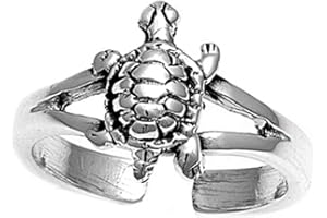 7K Zehenring aus 925 Sterling Silber als Fußschmuck für Damen, Herren und Mädchen, Größenverstellbar, Schildkröte 1