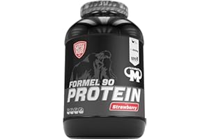 ‎MAMMUT NUTRITION Mammut Nutrition Formel 90 Proteinpulver Strawberry – 3kg – 4-Komponenten Whey Protein Pulver mit Sojaproteinisolat, Milchprotein, Eiprotein & Vitamin B6 – 77% Eiweiß