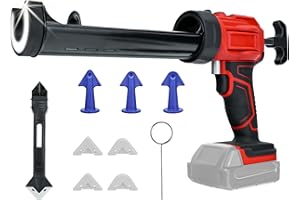 CHENGSUWEI Schnurlose Dichtungspistole für Milwaukee 18V Akku, elektrische Dichtungspistole mit 450lm LED-Licht und 4 einstellbaren Geschwindigkeiten, 10 Oz/300ml für Küche/Bad/Fensterabdichtung（ ohne Akku）