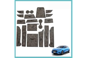 AOSKONOLOGY AOSK for Mach-E Accessories 2021 Leather Interior Anti Dust Cup Holder Inserts Center Console Liner Mats 18-PC Set (Retro Grey)