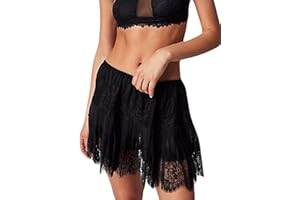 ensswliz Women's Floral Lace Mini Skirt Y2k Low Rise Layered Ruffled Hem Pleated A Line Short Skirt Fairycore Skirt Streetwear