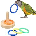 Yunmoxiao Bird Training Toy - Wooden Parrot Basketball - Colorful Stacking Rings for Small & Medium Birds