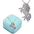 Binoster Fashion Unicorn Pendant Necklace Bracelets- Rainbow Crystal Unicorn Necklace Bracelets For Girls - Unicorn Rainbow Necklace Bracelets (Necklace)
