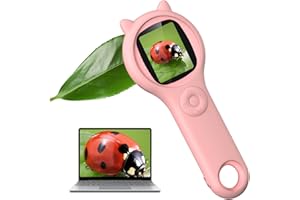 WUISOLQP Microscope For Kids, Mini Microscope With 2'' Inch Screen,500x Handheld Digital Kids Micro scope,Suitable For Birthday Gifts For 4 5 6 7 8 9 10 11 12 Boys Girls (Pink)