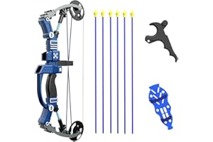 VALYPANOR Compound Bogen und Pfeil Set für Jugendliche Anfänger Compound Bogenschießen Spielzeug Set 2-10LB Zuggewicht beinhaltet Release Armschutz 6 Pfeile Outdoor-Spielzeug für Kinder Jungen Mädchen