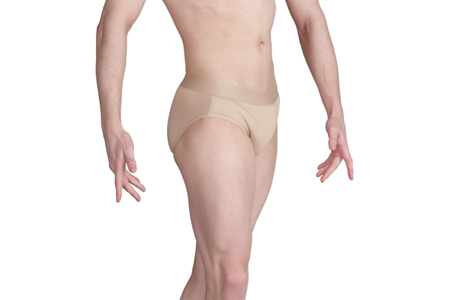 Men's and Boys Full Seat Dance Belt, Full Frontal Padding Dance Brief, Cotton Dancebelt with Elastic Waistband in Nude