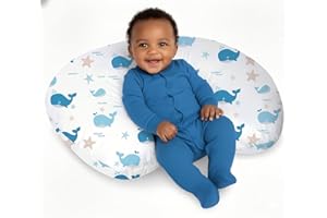 Little Grape Land Nursing Pillow for Baby, Coussin d’Allaitement Doux et Soutenant pour Maman, Coussin de Tétée avec Housse Amovible, Adapté de 0 à 12 Mois(Baleine)