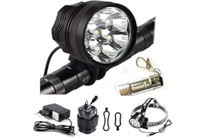 CONSTEFIRE Luce bici, bicicletta Faretto anteriore A LED, per bicicletta/MTB, 9000 LM, 7 LED, con batteria ricaricabile