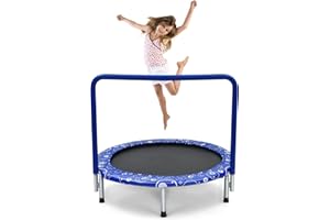 LIFEZEAL Trampolino Elastico per Bambini 3-10 Anni, Ø92x81cm, Mini Trampolino per Interno, Salta, Jump, con Maniglia e Gambe Rimovibili, Sicuro, Pieghevole, Telaio in Metallo, Regalo, Max 150kg