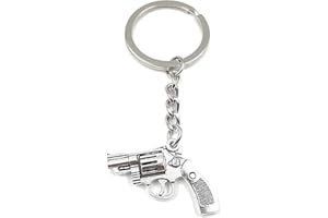 Onwomania - "Revolver Pistole Gun Crime Anhänger Schlüsselanhänger - Metall Glücksbringer ideal als Geschenk z.B. für den besten Freund, die beste Freundin, Mama - Für Männer, Frauen & Kinder