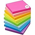 OFIXO 400 Sheets (5 Mix Colors * 80 Sheets Each Color) Fluorescent Paper Self Adhesive Memo Pad Sticky Notes Bookmark Point It Marker Memo Sticker