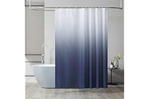 Furlinic Shower Curtain Mould Proof Polyester Fabric Wetroom White to Blue Bath Curtains 180x180cm Waterproof Mashine Washable with 12 Hooks for Bathroom 72x72 Inch.