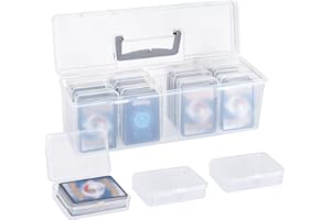 OGANAZI Plastik Sammelkarten Box Transparente Spielkarten Organizer mit 13 kleinen Kartenboxen Tragbare Aufbewahrungsbox mit Griff und Deckel, Sortierboxen für Mehrere Karten, Schmuck, Sammelkarten