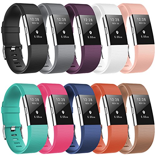 DigiHero Fitbit Charge 2 Ersatz-Armbänder, Metall-Schließe, ohne Tracker