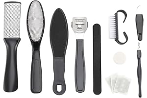 MORI KAMEI Foot Peeling Mask Professional Pedicure Set Foot File Stainless Steel Calluses Removal Hard Skin Chapped Tools for Men, Women or Pedicure Family 10 Pack (Black)