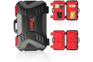 LYNCA Memory Card Case Holder, Memory Card Hard Protector Case Professional Water-Resistant Anti-Shock Compact Camera Card Storage Box for 8 SD Cards 4 CF Cards 12 TF (Micro SD) Cards