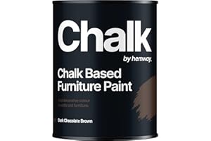 Hemway Matt Shabby Chic Chalk Based Furniture Paint 1L Beige Colours Suitable for Interior Furniture, Wardrobes, Shelves, Tables and Chairs, Quick Drying Chalky Finish Smooth - Dark Chocolate Brown