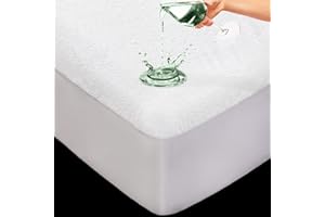 AmigoZone Extra Deep Waterproof Terry Towel Mattress Protector Topper Cover Non Noisey Fitted Sheet Mattress Protector - Single White