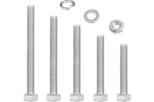 LEMIYOO M8 Screw Nut Set, Stainless Steel Hex Screws Assortment with Washers, Metric Thread Screws, Longer Machine Screws for Car, Bike, Furniture (50/60/70/80/90 mm)