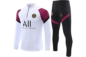 MZPQ Paris Uniforme Da Calcio, Tuta Da Allenamento, Club Europeo, Uomo, Felpa Manica Lunga Primavera E L'autunno Traspirante Sportswear Training,3,M