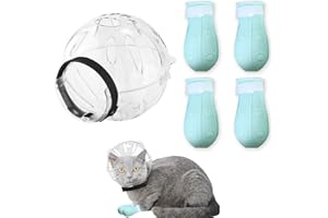 SAVITA Casque à Bulles Respirant pour Chat avec Couvre Pattes, Masque de Toilettage pour Chat Museau de Chat pour le Toilettage pour Chaton pour le Bain des Chats le Rasage la Coupe des Ongles