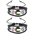 LPMXYW 2 PCS Palestinian Flag Bracelet, Adjustable Flag Wrist Band for Men & Women