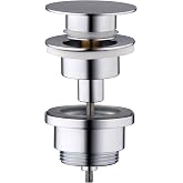 AQG - Click-Clack Basin Valve - Flat Plug - Compatible with Overflow and Without Overflow - Elegant Design and High Durabilit