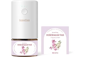 ‎SENSEFLOW SenseFlow Aroma Diffuser für Ätherische Öle SF101, Wasserloser Ultraschall Duftstecker Raumduft, 100% pflanzlich Lufterfrischer, 120-Tage Aroma für Zuhause bis zu 100 m²-Orchideenbrise Lufterfrischer