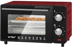 WOLTU Fornetto Elettrico 10L 650W, Forno per Pizza con Teglia, Griglia e Pinza, Temperatura tra 100-230℃, Timer 0-60 min, 650W, Rosso